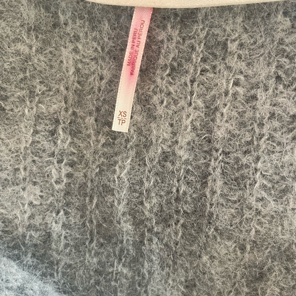 Free People Moon Gray V-Neck Cropped Alpaca Wool Blend Sweater XS - Picture 6 of 7